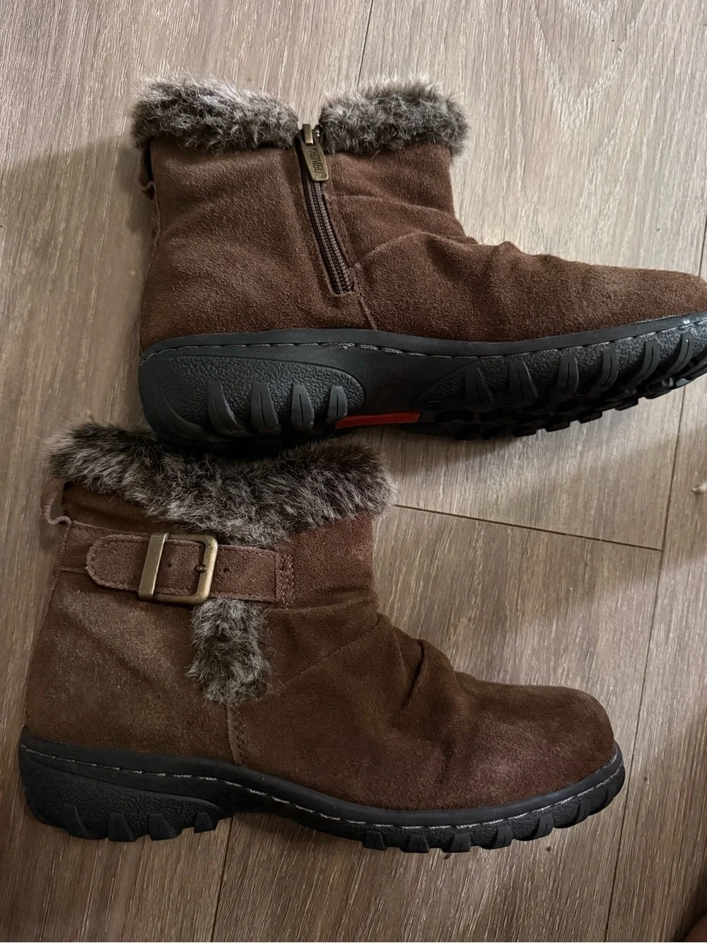 Women’s Brown Faux-Fur Ankle Boots - Casual Winter Comfort